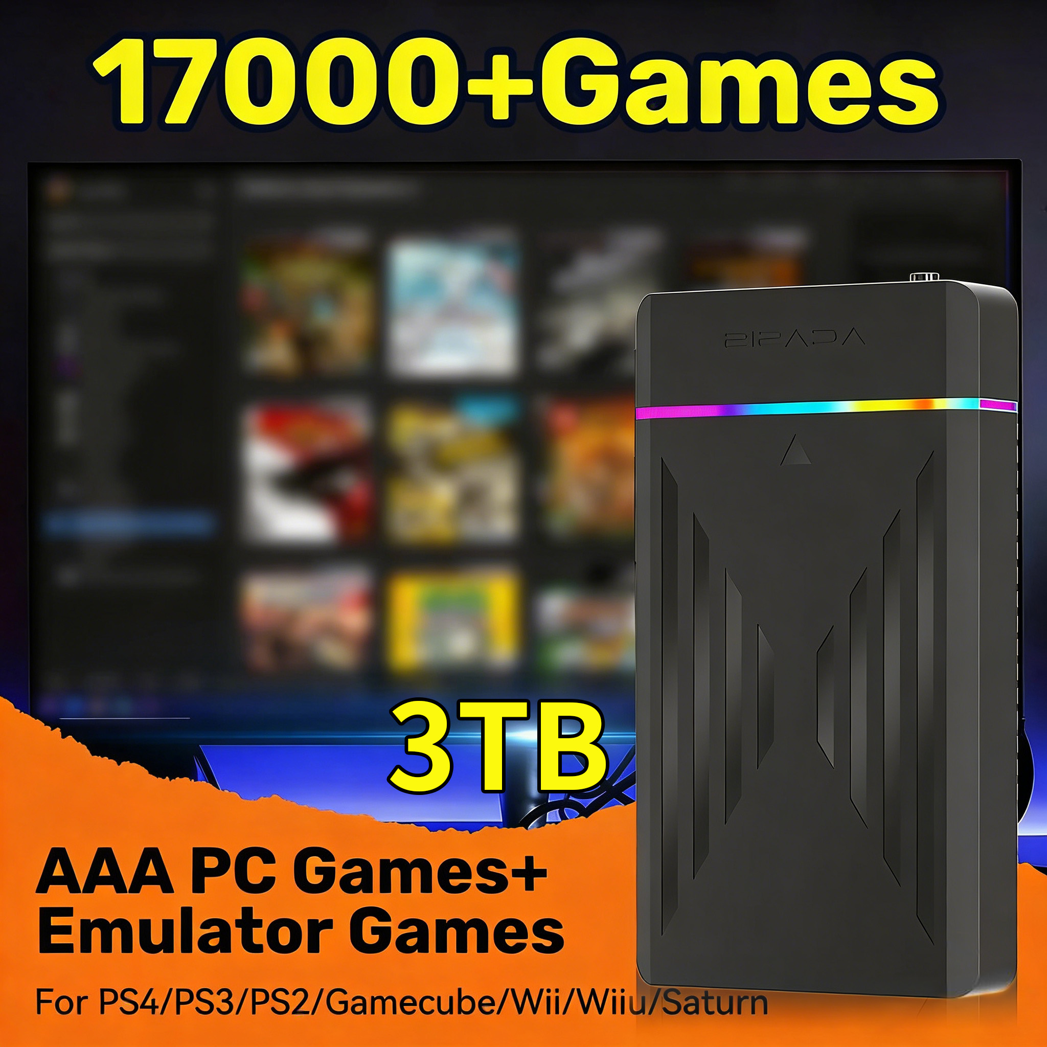Retro Gaming Devices - Portable 3TB Gaming HDD Video Game