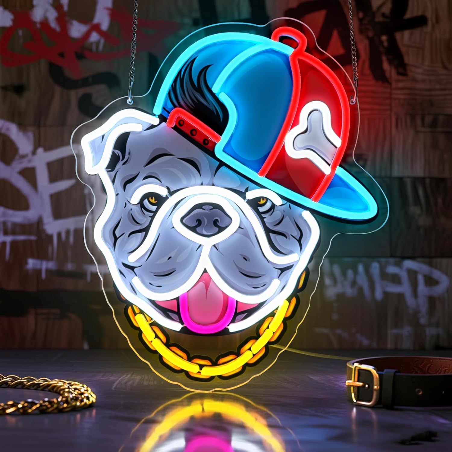 Retro Gaming Lounge - Hip-Hop Bull Dog LED Neon Sign