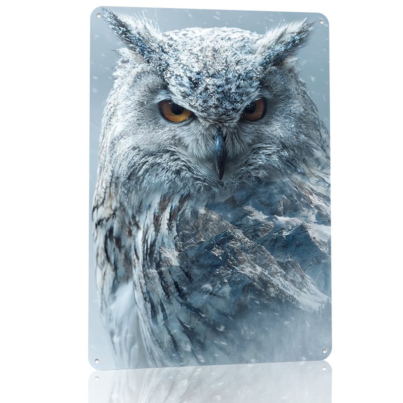 Snowy Owl With Mountain Landsc - Retro Gaming Overlay avis et prix