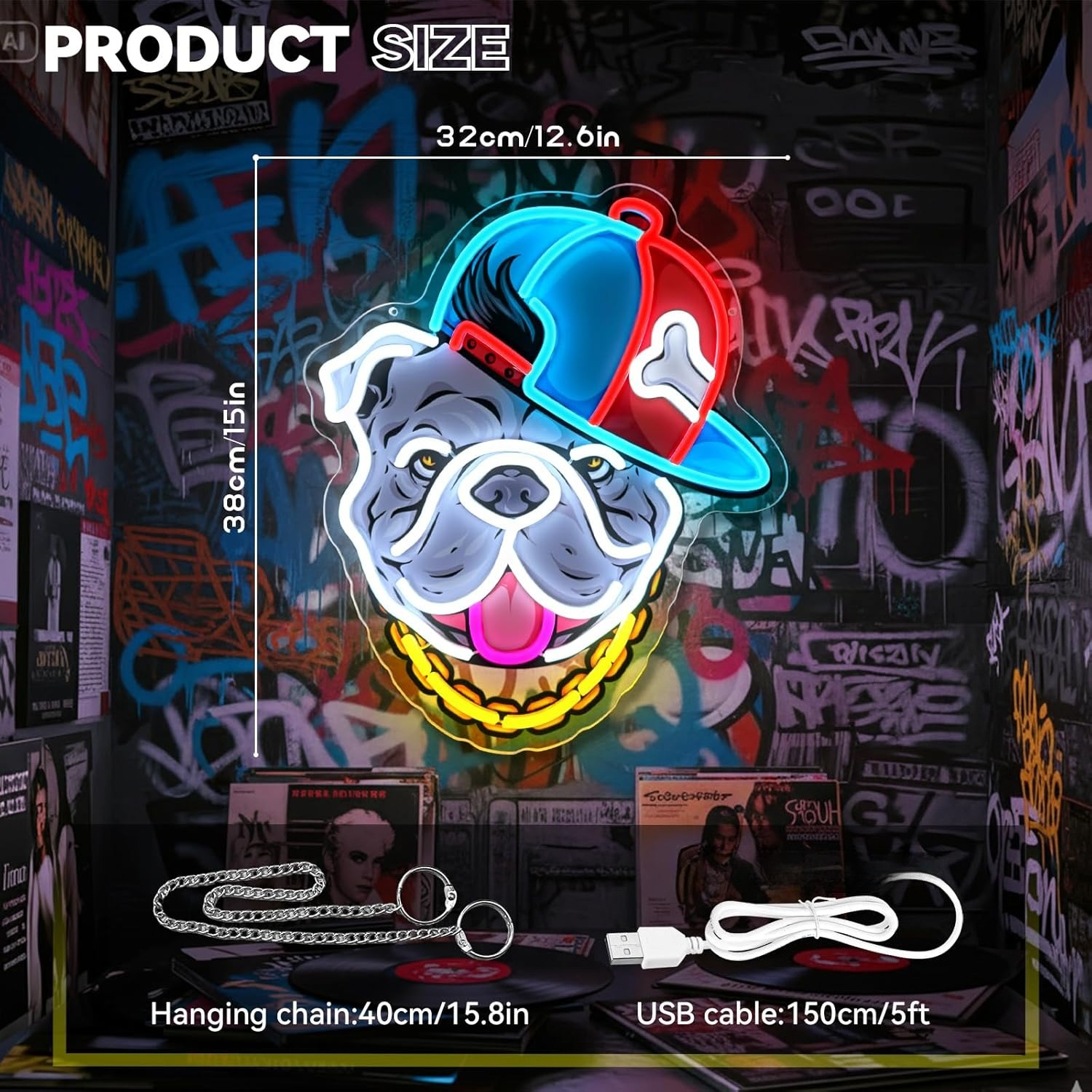 Hip-Hop Bull Dog LED Neon Sign - Retro Gaming Lounge avis et prix